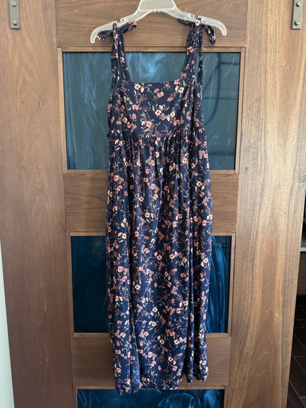 Old Navy Tie Shoulder Floral Print Split Front Swing Dress